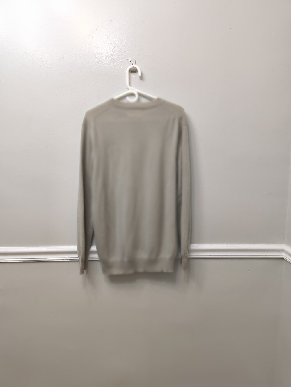 Zara Origins Men's 100% Cashmere Crewneck Sweater Beige Cream L Quiet Luxury - Picture 6 of 10